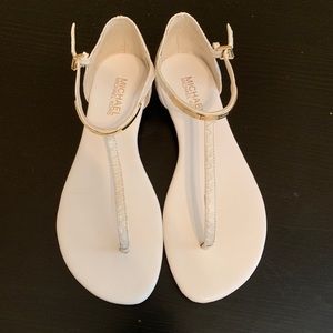 White Michael Kors Faux Snakeskin Sandel